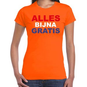 Koningsdag t-shirt Alles bijna gratis - oranje - dames - koningsdag outfit / kleding / shirt