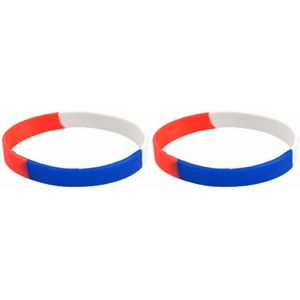 25x stuks siliconen armband rood wit blauw