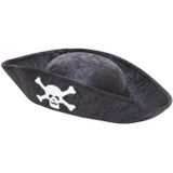 Carnaval verkleed hoed voor een Piraat incl. piratenhaak - zwart - polyester - kinderen