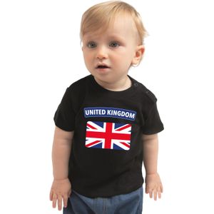 United Kingdom baby shirt met vlag zwart jongens en meisjes - Kraamcadeau - Babykleding - Verenigd Koninkrijk landen t-shirt