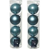 8x stuks kerstballen ijsblauw (blue dawn) van glas 10 cm - mat/glans - Kerstversiering/boomversiering