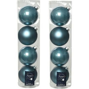 8x stuks kerstballen ijsblauw (blue dawn) van glas 10 cm - mat/glans - Kerstversiering/boomversiering