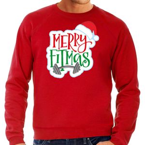 Merry fitmas Kerstsweater / Kerst trui rood voor heren - Kerstkleding / Christmas outfit