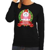 Foute kersttrui / sweater eenhoorn - zwart - Merry Christmas voor dames