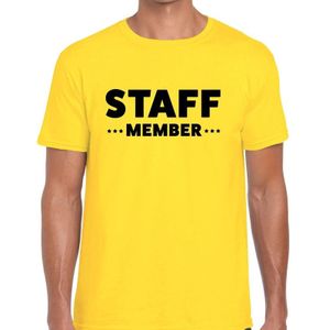 Staff member tekst t-shirt geel heren - evenementen personeel / crew shirt