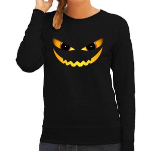 Duivel gezicht halloween verkleed sweater zwart - dames - horror trui / kleding / kostuum