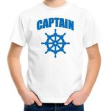 Captain / kapitein met stuur verkleed t-shirt wit voor kinderen - maritiem carnaval / feest shirt kleding / kostuum