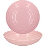 PlasticForte Rond bord/camping - 8x - diep bord - D19 cm - oud roze - kunststof - soepborden