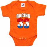 Oranje race fan romper voor babys - racing 33 Max - coureur supporter rompertje / outfit baby