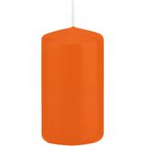 4x Oranje cilinderkaarsen/stompkaarsen 6 x 12 cm 40 branduren - Geurloze kaarsen oranje - Woondecoraties