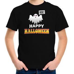 Spook / happy halloween verkleed t-shirt zwart voor kinderen - horror shirt / kleding / kostuum