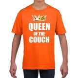 Koningsdag t-shirt queen of the couch oranje voor meisjes / kinderen - Woningsdag - thuisblijvers / Kingsday thuis vieren outfit