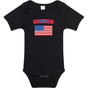 USA baby rompertje met vlag zwart jongens en meisjes - Kraamcadeau - Babykleding - Amerika landen romper