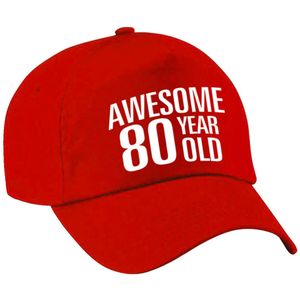 Awesome 80 year old verjaardag pet / cap rood voor dames en heren - baseball cap - verjaardags cadeau - petten / caps