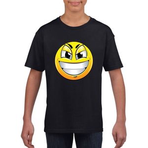 emoticon/ emoticon t-shirt ondeugend zwart kinderen