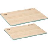 Set van 2x stuks snijplanken groene rand van bamboe hout - 23 x 30 cm en 28 x 38 cm