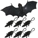 Horror enge beestjes decoratie dieren set 20-delig - 12x ratten / 8x vleermuizen - Halloween thema versiering