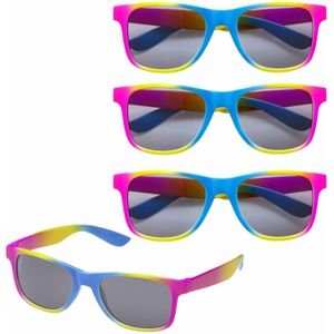 4x stuks regenboog retro thema fun party verkleed bril/zonnebril volwassenen - Pride feestartikelen