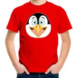 Cartoon pinguin t-shirt rood voor jongens en meisjes - Kinderkleding / dieren t-shirts kinderen