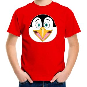 Cartoon pinguin t-shirt rood voor jongens en meisjes - Kinderkleding / dieren t-shirts kinderen