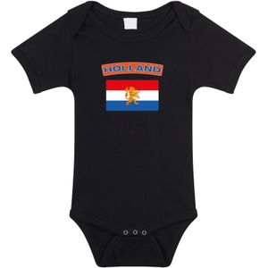 Holland baby rompertje met vlag zwart jongens en meisjes - Kraamcadeau - Babykleding - Nederland landen romper