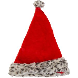 Pluche foute kerstmutsen voor dames en heren met luipaardprint - Luxe kerstmutsen
