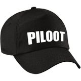 Piloot verkleed pet zwart voor kinderen - piloten baseball cap - carnaval verkleedaccessoire voor kostuum