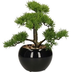 Atmosphera bonsai boompje in keramische pot - 36 cm - pvc - groen - kunstplant - Nepplanten