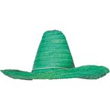 Carnaval verkleed set - Mexicaanse sombrero hoed met plaksnor - groen - heren