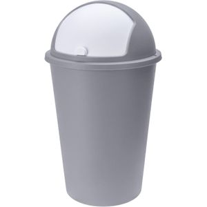 Vuilnisbak/afvalbak/prullenbak grijs met deksel 50 liter - Vuilnisbakken/afvalbakken/prullenbakken