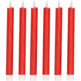 6x Rode Led kaarsen/dinerkaarsen 25,5 cm - Kerst diner tafeldecoratie - Led kaarsen