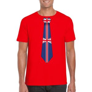 Rood t-shirt met Groot Brittannie vlag stropdas heren -  Engeland supporter