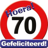 2x stuks hulde stopbord 70 jaar - 50 x 50 cm - Feestartikelen/versiering verjaardag leeftijden - Verkeersbord