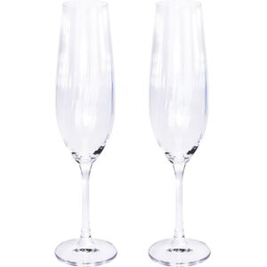 2x Champagneglazen/flutes 26 cl/260 ml van kristalglas - Kristalglazen - Champagneglas