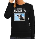 Dieren foto sweater Koe - zwart - dames - farm animals - cadeau trui Koeien liefhebber