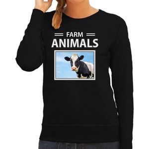 Dieren foto sweater Koe - zwart - dames - farm animals - cadeau trui Koeien liefhebber