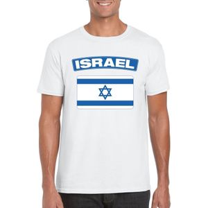 Israel t-shirt met Israelische vlag wit heren