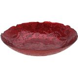 Decoratie schaal/fruitschaal - D40 cm - rood - glas - rond - kerst design