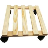 2x Plantenonderzetter/multiroller hout 30 cm - 50 kg - Woonaccessoires/decoratie houten planken/trolley voor kamerplanten