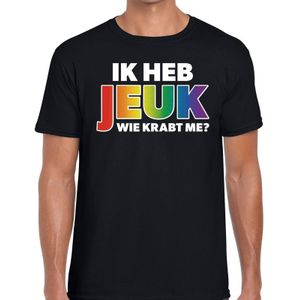 Ik heb jeuk wie krabt me - gaypride regenboog t-shirt zwart voor heren - Gay pride