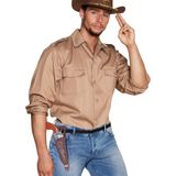 Carnaval verkleeds set cowboyhoed Elroy - bruin - rode hals zakdoek - holster met revolver