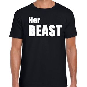 Her beast t-shirt zwart met witte letters voor heren - fun tekst shirts / kado t-shirts