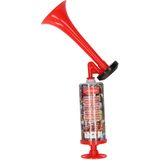 Station toeter - 2x - rood - hand/lucht pomp - luchthoorn - voetbal supporter