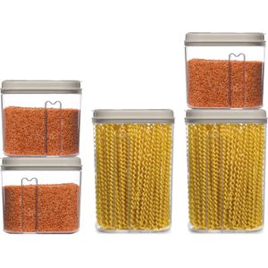 Plasticforte Voedselcontainers set - 5 stuks - beige - 1500ml en 1000ml - kunststof - voorraadpot