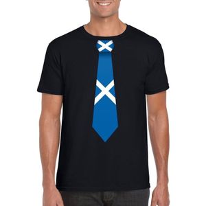 Zwart t-shirt met Schotse vlag stropdas heren - Schotland supporter