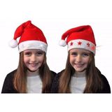3 lichtgevende kerstmutsen voor kinderen met witte sterretjes - kerstmuts