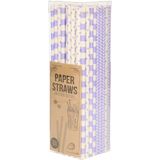 Excellent Houseware drinkrietjes van papier - 100x - lila/paars - 20 cm