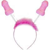 Funny Fashion Vrijgezellenfeest diadeem/tiara - piemels - roze - 6x stuks