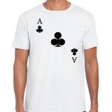 Bellatio Decorations casino thema verkleed t-shirt heren - klaver aas - wit - poker t-shirt