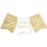 Paperdreams Luxe 25 jaar/Happy Birthday feestversiering set - Ballonnen &amp; vlaggenlijnen - wit/goud